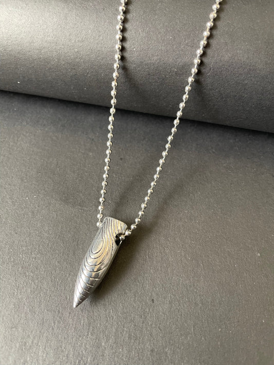 Ed Jacobs Silver Stainless Steel Bullet 24" Necklace