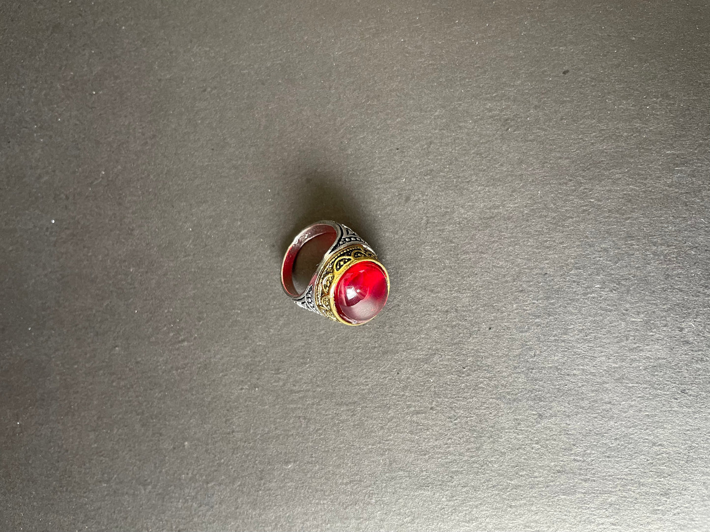 Turkish Ring Aqeeq Stone RED