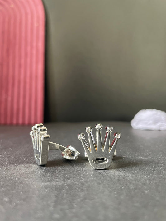 Silver Rolex Crown Cufflinks For Men